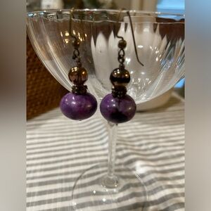 Purple natural stone earrings